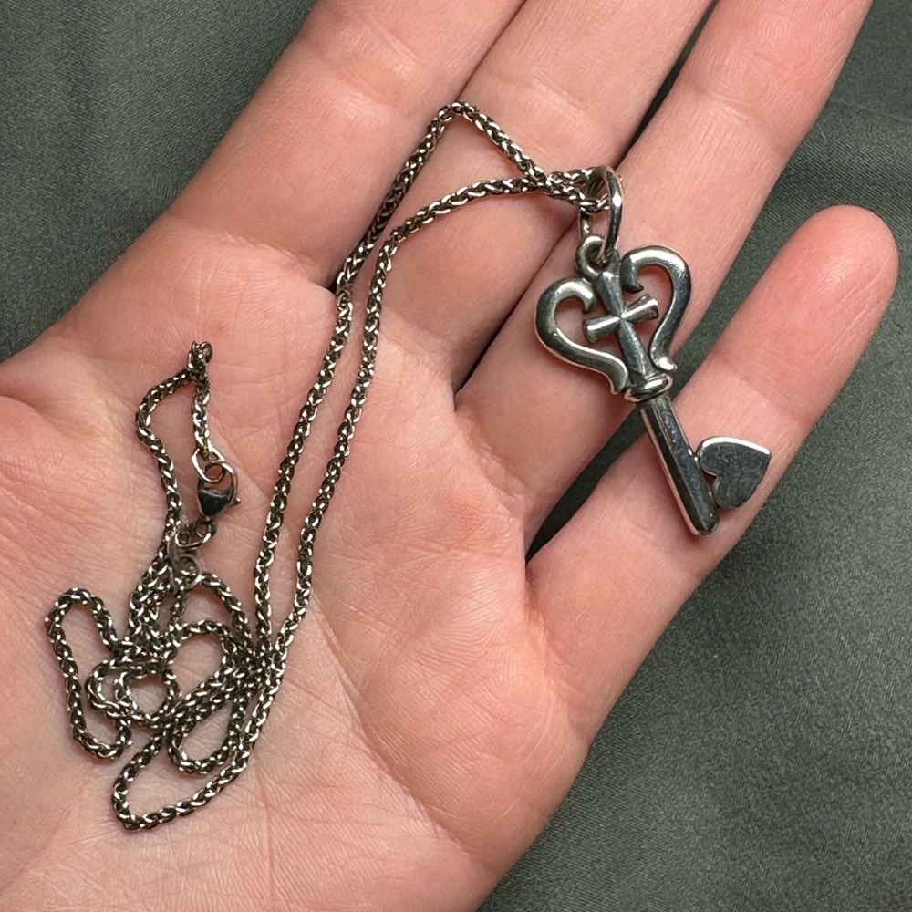 James Avery Retired Key of Faith Heart Cross Pendant